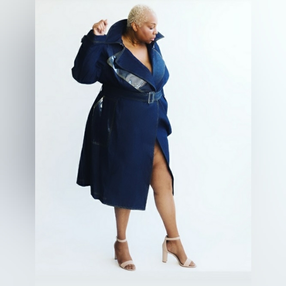 Denim trench coat